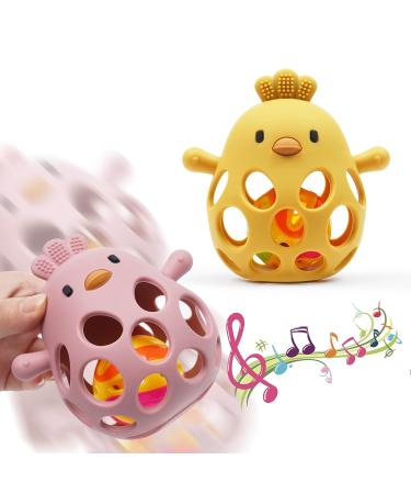 Farout Silicone Baby Bassinet Chicken BPA-Free Bite Ring | Cooling Tooth Aid & Montessori Rattle for Sensory Development | Baby Chewing Toy - Blue - Buy Online on GoSupps.com
