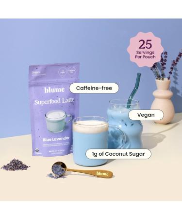 Blume Superfoods Latte - Blue Lavender Powder with Blue Spirulina and Coconut Milk Caffeine Free Low-Sugar Organic Keto Friendly Vegan supports sleep and calmness Lavender Latte- 25 Servings - Buy Online on GoSupps.com