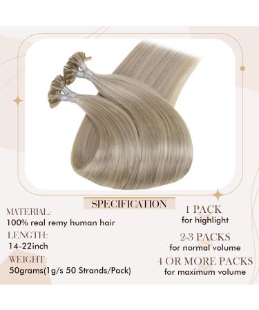 Hetto Real Hair Extensions - 50cm Ash Blonde Bonded Hair #17/23 - Smooth Highlights 50g 20 Inch - Buy Online on GoSupps.com