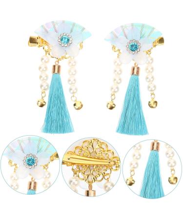 Beaupretty 1 Pair Japanese Fan Hairpin Baby Clips for Hair Japanese Hair Pin Tassel Hair Clips Japanese Style Hair Clip Bride Headpiece Kimono Headpiece Acrylic Decorate Child Girl 9x5cm Sky-blue - Buy Online on GoSupps.com