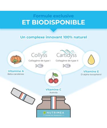 MARINE COLLAGEN - Type 1 & 2 PATENTED Pure and Natural - Vitamins A C & E Plant-based - Nutrimea - Skin Hydration - Protects Bones and Joints - 900 mg - 90 Capsules - Made in France - Buy Online on GoSupps.com
