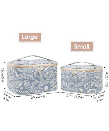 Blue Leaf Travel Makeup Bag for Women - Medium Size Cosmetic Organizer Case - Buy Online on GoSupps.com