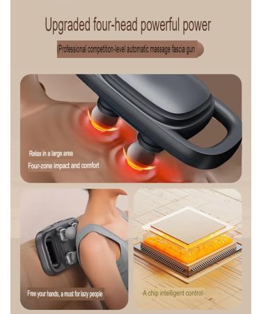 Military-Grade Electric Massage Gun - 4 Heads 5 Gears 2 Modes | Portable Deep Tissue Hand Massager for Neck Back Legs & Shoulders (Black) - Buy Online on GoSupps.com