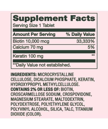 Biotin + Keratin Tablets 10 000 mcg 60 Count | Daily Nutrient Support + Complimentary Vitamins & Minerals Guide - Buy Online on GoSupps.com