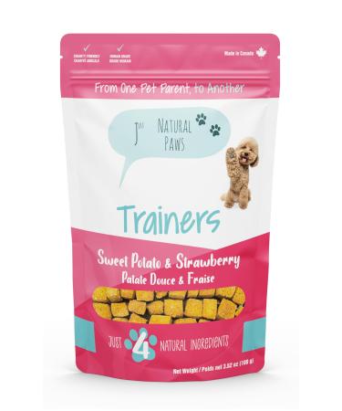 Just Natural Paws Sweet Potato & Strawberry Dog Treats - Healthy Human-Grade Superfood Dog Training Treats Natural & Vegetarian No Preservatives or Additives