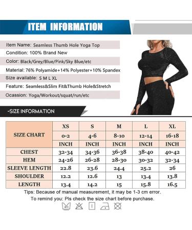 STARBILD Seamless Long Sleeve Yoga Crop Top | Compression Workout Shirt, Black, Large - Buy Online on GoSupps.com