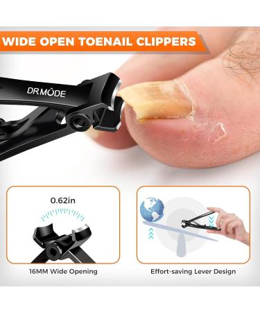 2024 Toenail Clippers for Thick Nails - Heavy Duty Clipper with Angled Head & Catcher for Seniors | Large Wide Opening Nail Cutter for Men & Women - Black - Buy Online on GoSupps.com