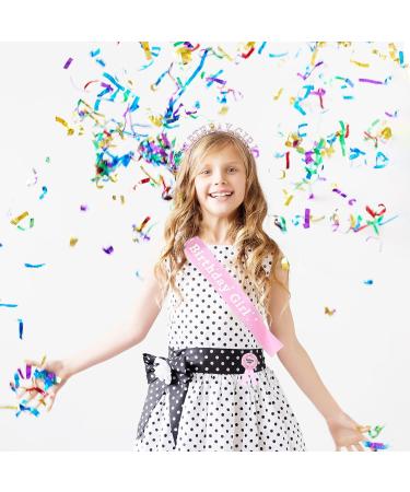 Princess Birthday Girl Decorations Set - Crown, Sash, Badge, Headband & Ribbon in Pink - Buy Online on GoSupps.com