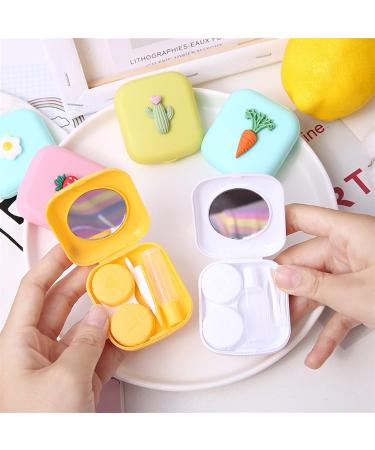 Buy Nfegsiya Portable Contact Lens Container for Women - Stylish Fruit & Solid Color Eye Care Kit - Gold - Buy Online on GoSupps.com