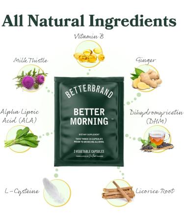 Betterbrand BetterMorning - DHM Infused All-Natural Liver Support | Headache & Nausea Prevention | Gluten-Free Vegetarian (10x Packets) - Buy Online on GoSupps.com