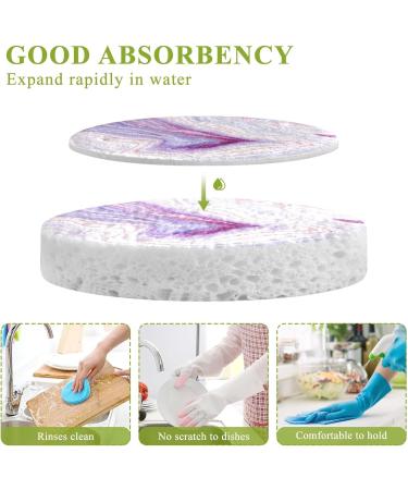 3-Pack Cleaning Kitchen Sponges Oval White Purple Marble Pattern Kitchen Cellulose Dishwashing Wood Pulp Cotton - Buy Online on GoSupps.com
