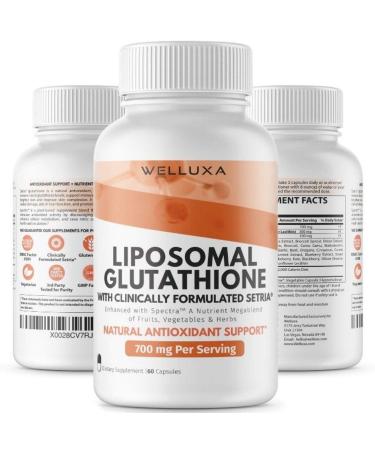 Liposomal Glutathione (Setria 700 mg) - Glutathione - Glutathione Supplement - Active Form Pure Glutathione - Enhanced Absorption - Non GMO Antioxidant, Detox, Cardiovascular, Immune Health (60 ct)