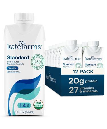 KATE FARMS Organic Vegan Plant Based 1.4 Sole-Source Nutrition Shake, Vanilla, 20g of protein, 27 Vitamins and Minerals, High Calorie Meal Replacement Drink, Protein Shake, Gluten Free and Non-GMO, 11 Fl oz (Pack of 12) Vanilla 11 Fl Oz (Pack of 12) - Buy Online on GoSupps.com