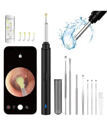 Ear Wax Removal Tool, 1296P Ear Wax Removal with Camera, 6 LED Lights, Wireless Ear Cleaning with Built-in WiFi, Compatible with iPhone, iPad, and Android (Black)