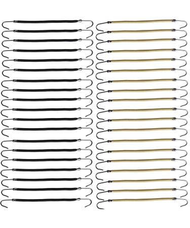 NSBELL 40PCS Ponytails Hooks Elastic Band Hair Clips Rubber Bands Holder Hair Styling for Women Girls (Black and Apricot)