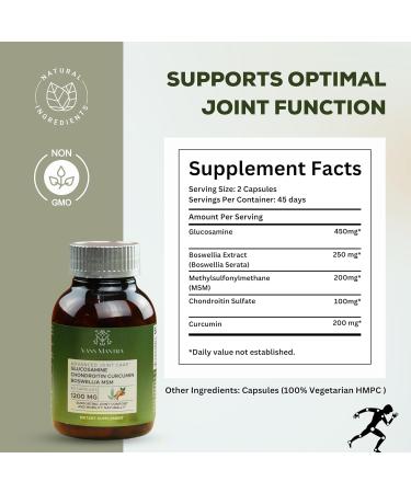 Glucosamine Chondroitin MSM Boswellia Supplement - 1200mg Joint Care Capsules for Healthy Joints & Mobility - 90 Count Relief Formula - Premium Joint Comfort & Flexibility - Buy Online on GoSupps.com