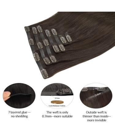 Doores Real Hair Extensions Seamless - Light Dark Brown 35cm (14 inch) 7 Pieces 110g Remy Clip-In Extensions - Buy Online on GoSupps.com