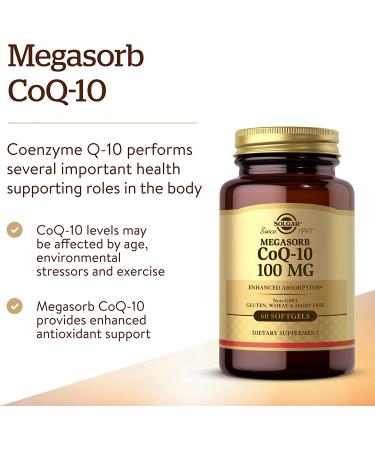 Solgar Megasorb CoQ-10 100 mg â€“ 60 Softgels for Heart Health & Energy Support - Buy Online on GoSupps.com