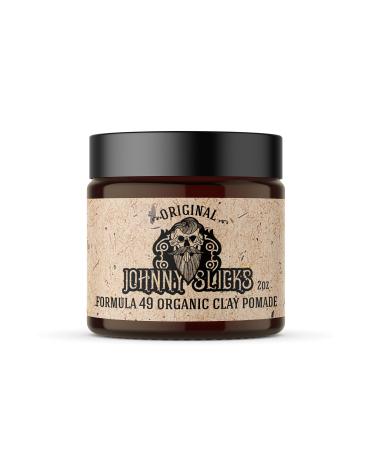 Johnny Slicks Formula 49 Original Clay Pomade - Organic Pomade for Men with Firm Hold & Matte Finish - Promotes Healthy Hair Growth and Helps Hydrate Dry Skin - (2 Ounce) Original - Clay