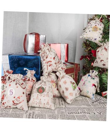KOMBIUDA 1 Set Countdown Christmas Bag Candy Bags Advent Calendar Banner Christmas Storage Bags Linen Red 10x14x0.5cm Red - Buy Online on GoSupps.com