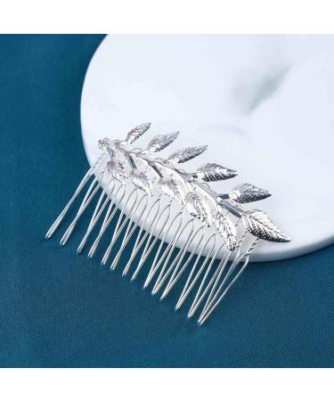 Allereya Vintage Leaf Hair Comb Barrette Metal Leaf Hair Side Comb Silver Floral Headpiece Greek Goddess Hair Comb Decorative Headwear Hair Accessories for Women and Girls (Silver) - Buy Online on GoSupps.com