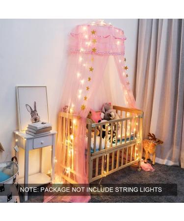Twinkle Star Kids Netting Princess Bed Canopy 3 Layers Lace Ruffle Dome for Baby  Girls (Pink) - Buy Online on GoSupps.com