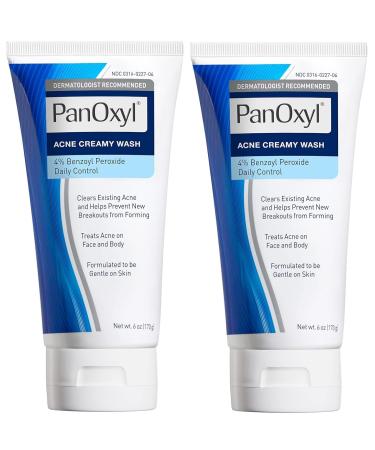 PanOxyl Antimicrobial Hydrating Acne Creamy Wash 4% Benzoyl Peroxide 6 Ounce (Pack of 2)