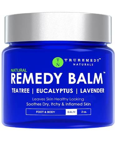 Remedy Tea Tree Oil Balm - Cream for Athletes Foot, Jock Itch, Ringworm, Eczema, Nail Issues, Rash, Skin Irritation - Ointment for Dry, Itchy Skin - Foot & Body Balm with Lavender & Eucalyptus - 2 Oz