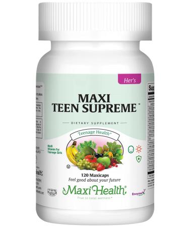 Maxi Health Teen Supreme Hers Vitamins for Teen Girls (120) - Women's Multivitamin for Energy  Immune Boost  Body & Brain Growth - Womens Multi Vitamins Including D3  Iron  Calcium  Digestive Enzyme Unflavored Girls 120 ...