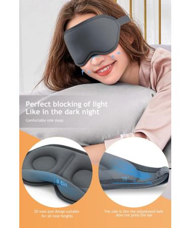 3D Light Blocking Sleep Mask - Contoured Comfort for Night Sleep, Travel, Yoga - Adjustable Strap - Grey - Buy Online on GoSupps.com