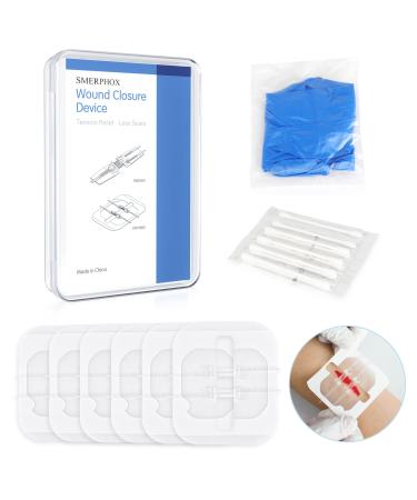 SMERPHOX  Wound Closure Strip  Sterile First Aid Band Kit  Zip and Stitch Suture-Free  Adhesive Stitch Emergency Wound Close Device Adhesive Bandages for Wound Care & First Aid Skin Injury (6pcs)