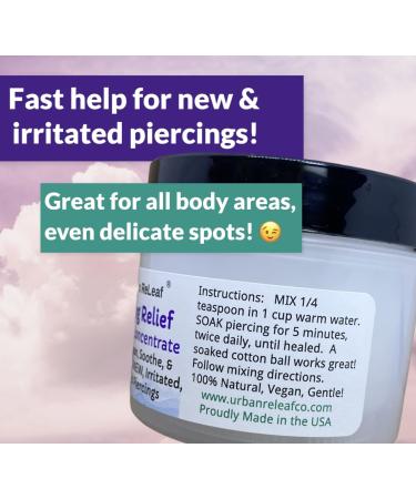 Urban ReLeaf Piercing Relief Sea Salt Concentrate - Set of 2 | Aftercare Clean, Soak, Heal Keloid Bump Piercings | Tea Tree & Non-iodized Sea Salt | Makes 90 Cups - Buy Online on GoSupps.com