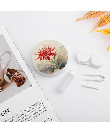 Buy Portable Travel Contact Lens Case - Oriental Flowers Design | White Contact Lens Storage Box - Buy Online on GoSupps.com