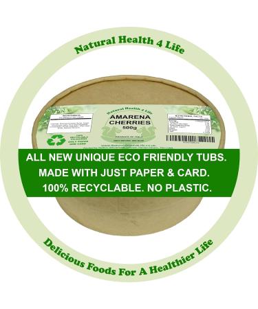 Natural Health 4 Life Fruit Candied Amarena Amareno Sweet Tart Wild Cherries 500 g with Syrup in Recyclable Tub (1 Tub) 500g - Buy Online on GoSupps.com