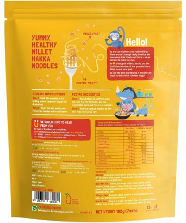 Slurrp Farm No Maida Hakka Noodles Combo Not Fried No MSG Classic Mild and Curry Masala Millet Noodles Pack of 3 X 192 g - Buy Online on GoSupps.com