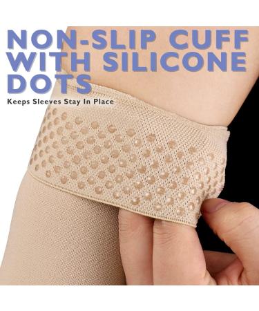 CASMON Lymphedema Compression Arm Sleeve 20-30 mmHg - Full Arm Support for Men and Women - X-Large Beige - Medical Grade Brace for Tendonitis, Pain Relief, and Sports Protection - Buy Online on GoSupps.com