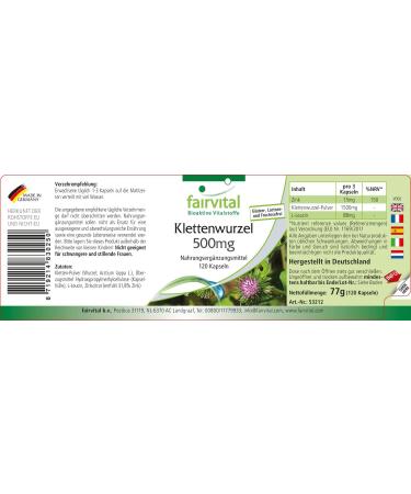 Fairvital | Burdock Root 500mg with Zinc - 120 Vegan Highly Dosed Capsule - Buy Online on GoSupps.com