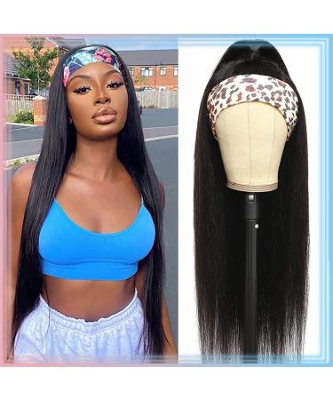 Headband Wig Human Hair 16 Inch Straight Headband Wigs for Black Women Human Hair Glueless Headband Wigs Straight None Lace Front Wigs 150% Density Headband Wig Straight Hair Natural Color 16 Inch ( Pack of 1 ) Natural B...