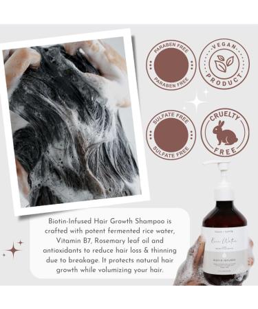 Rice Water Hair Growth Shampoo with Biotin | Strengthen & Thicken Hair | Rosemary Infused | Hair Loss Solution for All Hair Types | 10 Fl Oz - Buy Online on GoSupps.com