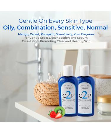 CLEAR 2 PERFECTION Acne Treatment Kit | Non-Comedogenic Haircare & Skincare Trio for Acne-Prone Skin & Bacne - Scrub Shampoo & Conditioner - Buy Online on GoSupps.com