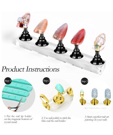 Blueseabuy Nail Stand Set - 2 Pcs Acrylic & Press On Nails Holder | Essential Nail Tips Stand for Beginners | Practical Magnetic Nail Design Accessories - Buy Online on GoSupps.com