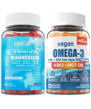 Magnesium Gummies 400mg & Vegan Omega 3 Gummies 1280mg