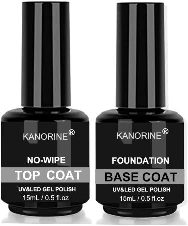 KANORINE 15ml TopCoat and BaseCoat Set Long Lasting UV/LED Gel Polish Nail Art Base Foundation Coat & No Wipe Gloss Top Coat 15ml X 2 uk1213 BaseTopCoat15ml - Buy Online on GoSupps.com
