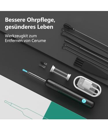 1080p WiFi Ear Wax Removal Otoscope | IP67 Waterproof Ear Cleaner Camera | 360 Wide Angle Endoscope with 6 LEDs for iPhone iPad & Android - R1+ Black - Buy Online on GoSupps.com