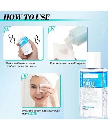 Double Effect Waterproof Eye Make-Up Remover 150ml Unique Water & Oil Combination Gentle Formula For Eye Lip & Face Makeup Sensitive Skin - Buy Online on GoSupps.com