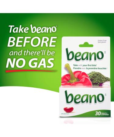 Beano Tablets Digestive Enzyme Supplements for Gas Relief - 30 Count - Helps with Bloating Relief Upset Stomach Support 30 Count (Pack of 1) - Buy Online on GoSupps.com