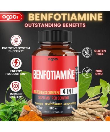 4in1 Benfotiamine Supplement 5520mg - Boost Digestion, Energy, & Immune System - With Turmeric, Ashwagandha, Gymnema Sylvestre - 120 Capsules - Buy Online on GoSupps.com