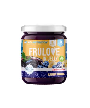 All -NUTrition sugar -free jam - Frulove in Jelly Blueberry & Banana - low carb fruits in jelly - 80% fruit jelly calorie spread - sugar -free jam - vegan -friendly - 500g Blueberry & Banana 500 g (1 Pack)