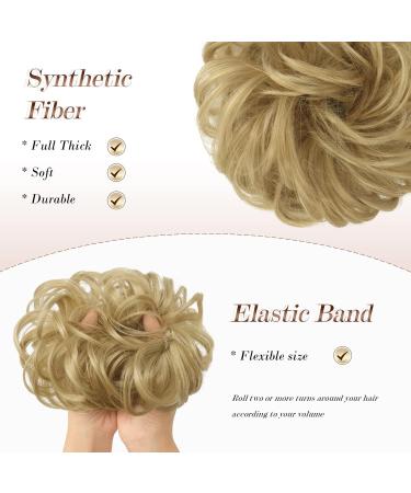 FESHFEN Messy Bun Scrunchie - Synthetic Wavy Curly Chignon Ponytail Hair Extension in Gloden Blonde 22/613# - 38g - Pack of 1 - Buy Online on GoSupps.com