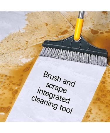 2 in 1 Floor Brush Scrubber with Long Handle Grout Brush Scrape Stiff Bristle Cleaning Scrub Brush with Squeegee 120 Rotating Tile Brush for Cleaning Bathroom Glass Patio Kitchen -Green - Buy Online on GoSupps.com